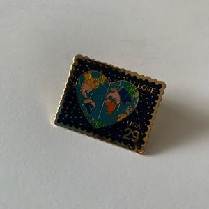 Love postage stamp pin